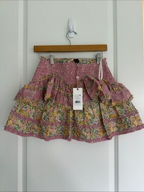 Loveshackfancy Floral Blushing Meadows Tribeca Mini Skirt Size Small